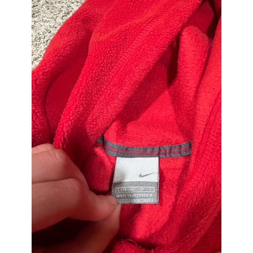 Vintage Y2K Nike Fleece Hoodie‎ Pullover Red Embroidered Logo Sweatshirt Mens L